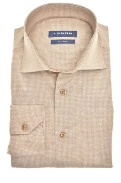 Ledȗb Modern Fit Hemd Hellbraun, Gemustert