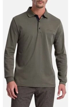 Pierre Cardin Modern Fit Longsleeve Poloshirt Beetle, Einfarbig