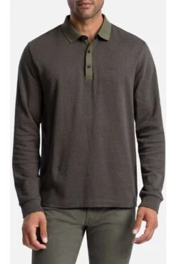 Pierre Cardin Modern Fit Longsleeve Poloshirt Beetle, Gemustert