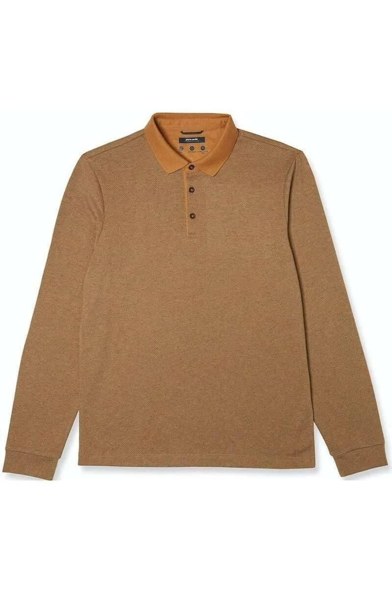 Pierre Cardin Modern Fit Longsleeve Poloshirt Orange, Gemustert 3 Pierre Cardin Modern Fit Longsleeve Poloshirt Orange, Gemustert
