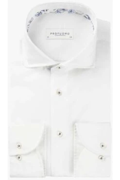 Profuomo Slim Fit Hemd Weiss, Einfarbig