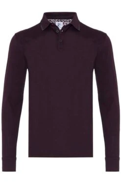 R2 Amsterdam Modern Fit Poloshirt Aubergine, Einfarbig