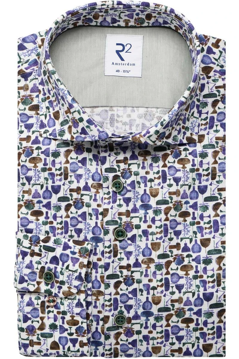 R2 Amsterdam Modern Fit Hemd Weiss/blau/grün, Gemustert 3 R2 Amsterdam Modern Fit Hemd Weiss/blau/grün, Gemustert