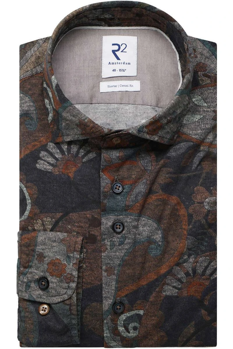 R2 Amsterdam Modern Fit Hemd Blau/braun, Einfarbig 3 R2 Amsterdam Modern Fit Hemd Blau/braun, Einfarbig