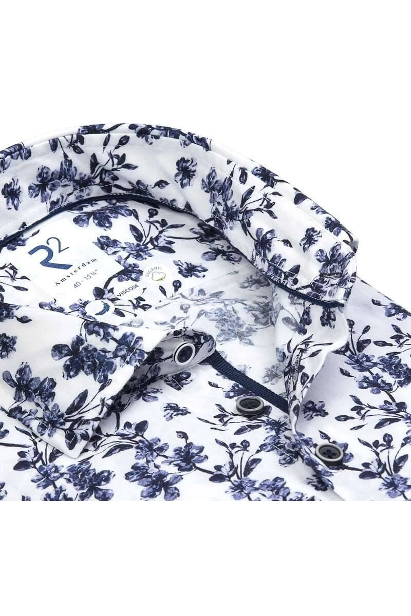 R2 Amsterdam Modern Fit Hemd Blau, Gemustert 4 R2 Amsterdam Modern Fit Hemd Blau, Gemustert – Bild 2