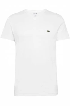 Lacoste Classic Fit T-Shirt V-Ausschnitt Weiss,Einfarbig
