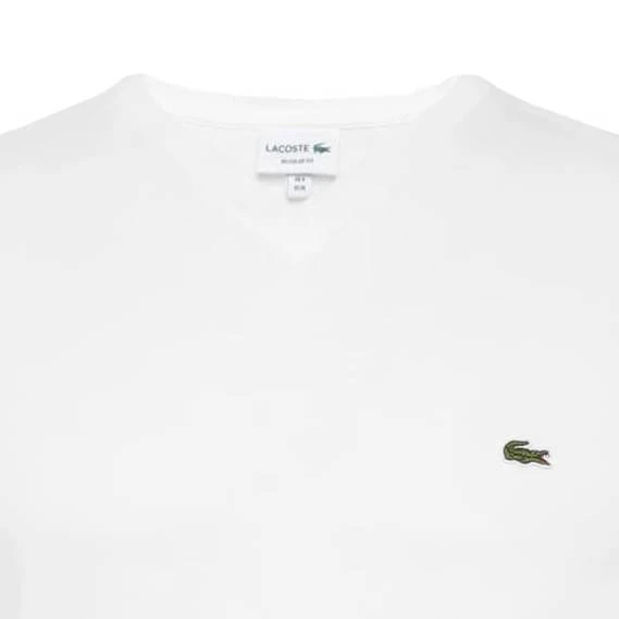 Lacoste Classic Fit T-Shirt V-Ausschnitt Weiss,Einfarbig 4 Lacoste Classic Fit T-Shirt V-Ausschnitt Weiss,Einfarbig – Bild 2