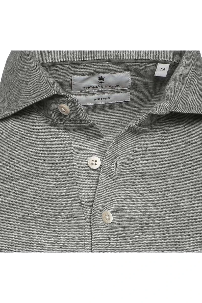 Thomas Maine Tailored Fit Poloshirt Grau, Einfarbig 4 Thomas Maine Tailored Fit Poloshirt Grau, Einfarbig – Bild 2