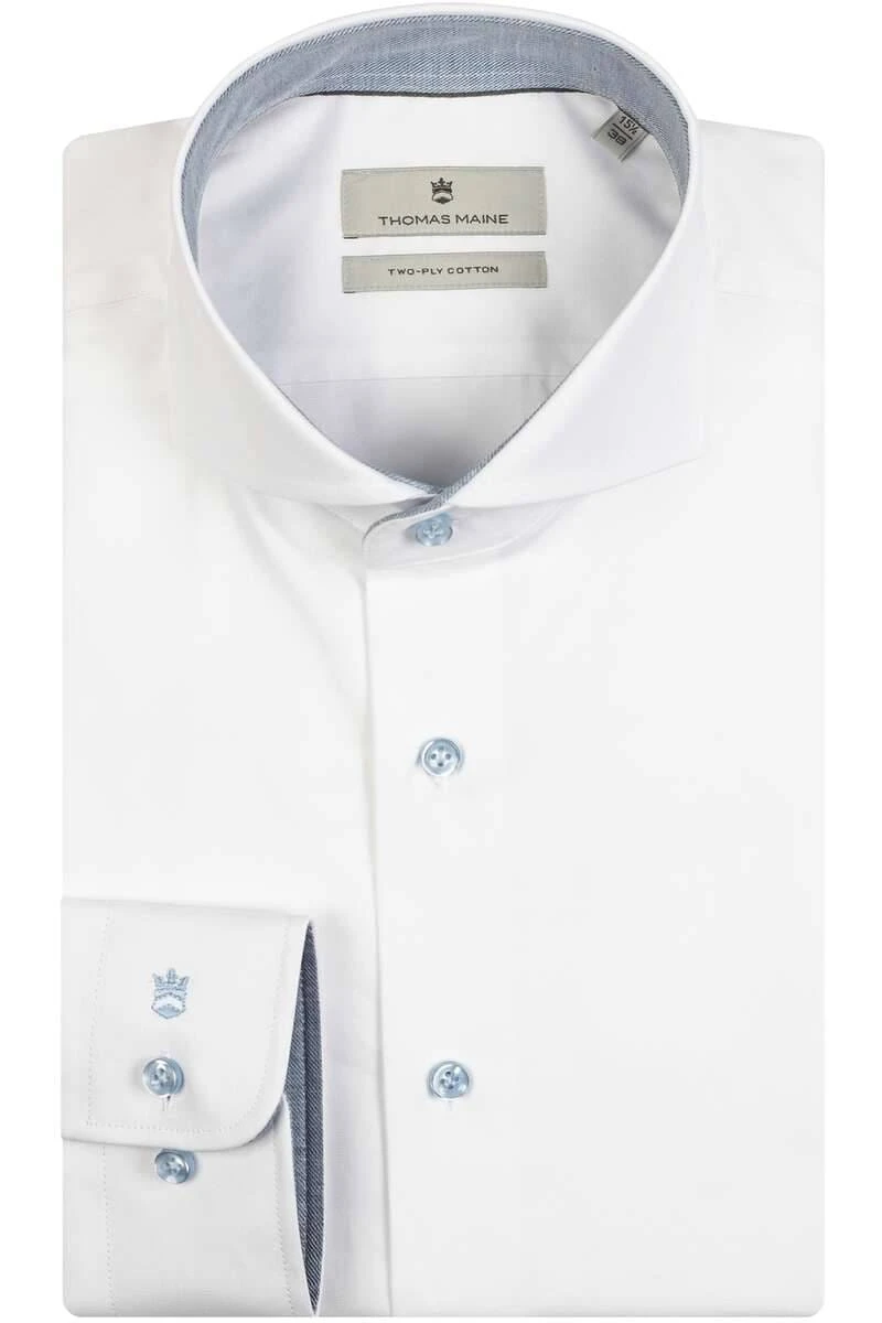 Thomas Maine Tailored Fit Hemd Weiss, Einfarbig 3 Thomas Maine Tailored Fit Hemd Weiss, Einfarbig