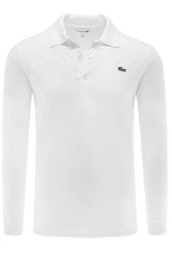 Lacoste Slim Fit Longsleeve Poloshirt Weiss, Einfarbig